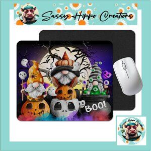 Mouse Pad Gnome Halloween Spooky Boo Anti Slip Back Easy Clean Durable Sublimate